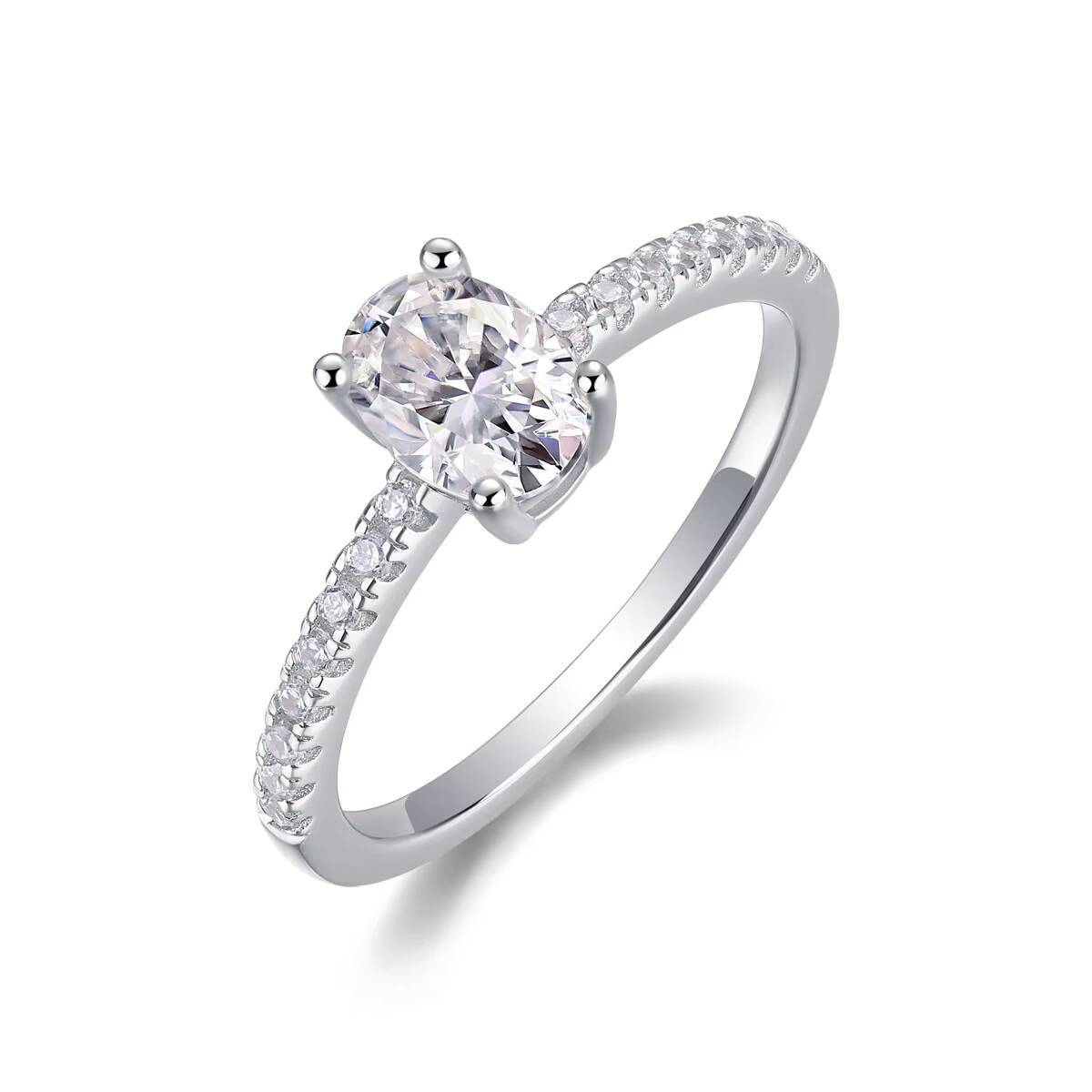 Guangzhou Jewelrys Classic Unisex Moissanite Oval Half Eternity Ring 925 Sterling Silver for Weddings and Parties