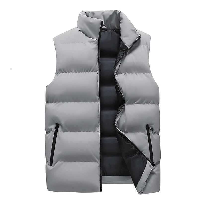 Mens waistcoat with thick stand up collar versatile for autumn and winter warm cotton vest sleeveless waistcoat loose top W251029