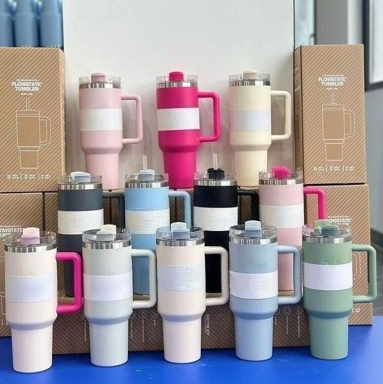 Luxury Water Bottle 40oz Mugs tumbler Stainless Designer Cup lid and straw water bottle Car cup stainless steel coffee cup straw mug US STOCK Christmas Gifts