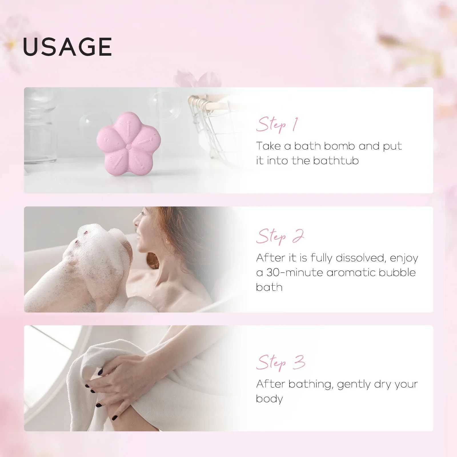 LAIKOU Japanese Sakura Bath Bomb Bubble Explosion Bath Salt for Body Cleansing Moisturizing 30g L251029