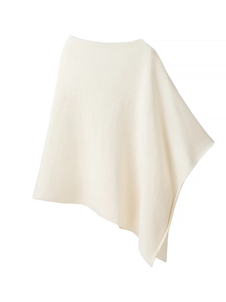 Irregular Draping Knitted Shawl Jumper Knitwear Loose Elegant Cape French Minimalist Cloak Knit Sweater Women Top Spring 251029