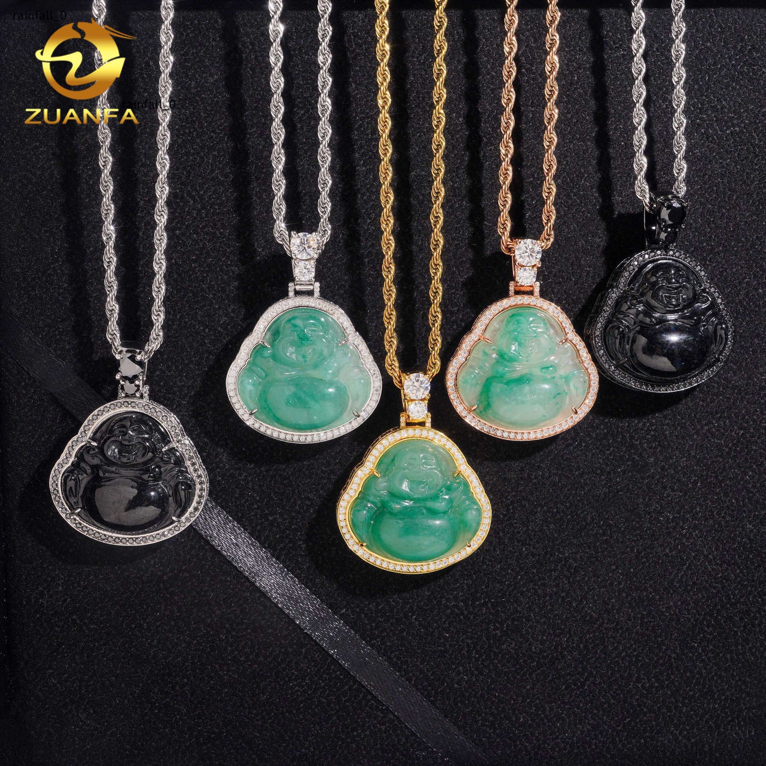 Solid 925 Silver Jade Buddha Moissanite Diamond Pendant Hip Hop Pendant Iced Out Pendant Lucky Pendant