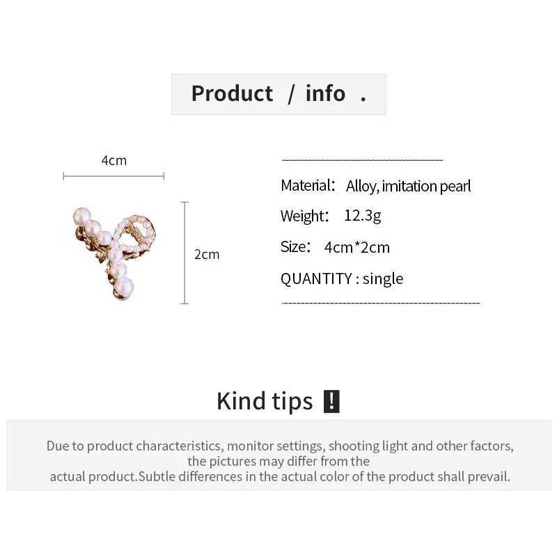 New French Metal Style Imitation Pearl Geometric Mini Cute Hair Claws for Women Temperament Trend Shark Clip Senior AccessoriesW251028