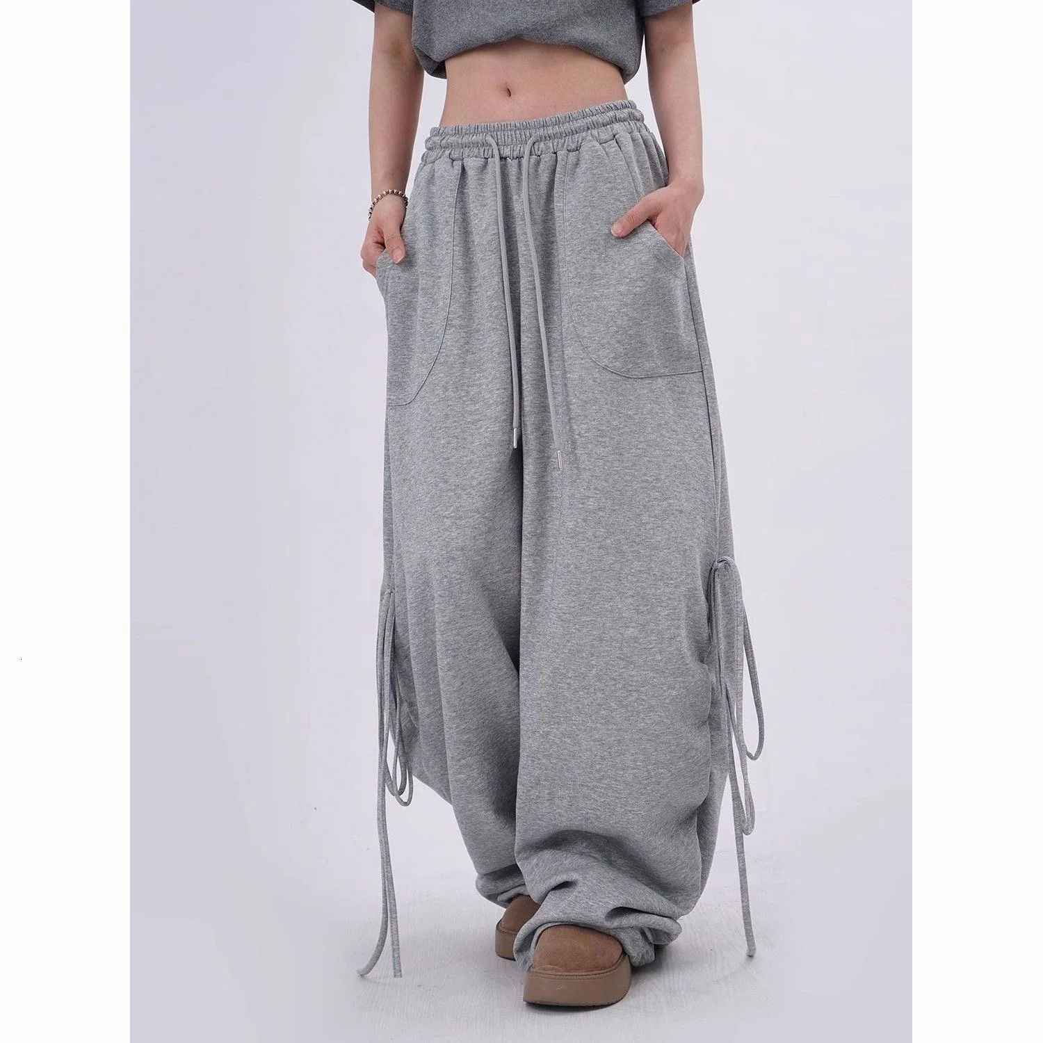 Harajuku Contrast Color Stripe Wide Leg Trousers Vintage Grunge Loose Knitted Casual Pant Y2k Aesthetic Women Straight Pants 251029