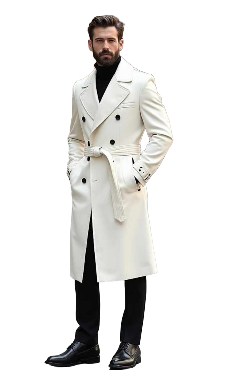 Solid England Style Men's Overcoat Double-Breasted Long Coat Casual Autumn Winter Street Fashion Outdoor Warm Customized trajes para hombre