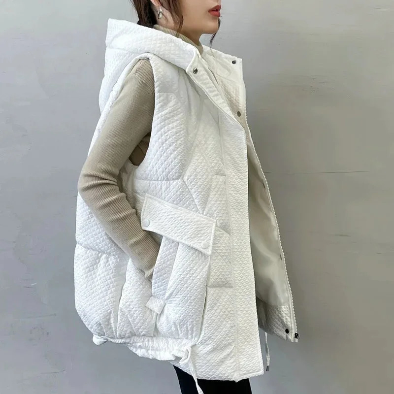 Womens Vest Jacket Down Cotton Autumn Winter Hooded Sleeveless Loose Female Waistcoat Snow Wear Parkas 251027