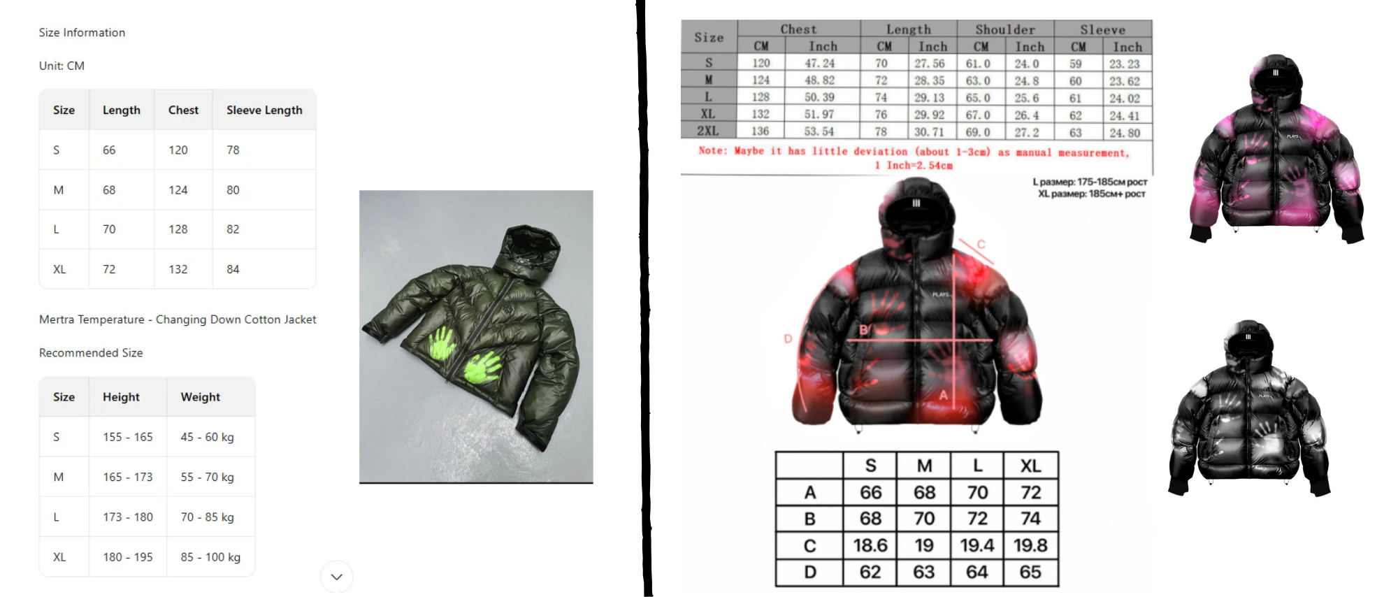 Mertra Men's Down Temperature-sensitive Color Change Warm Cotton-padded Jacket With Thickened Patchwork Embroidery Bread Coat Loose Unisex Trendy