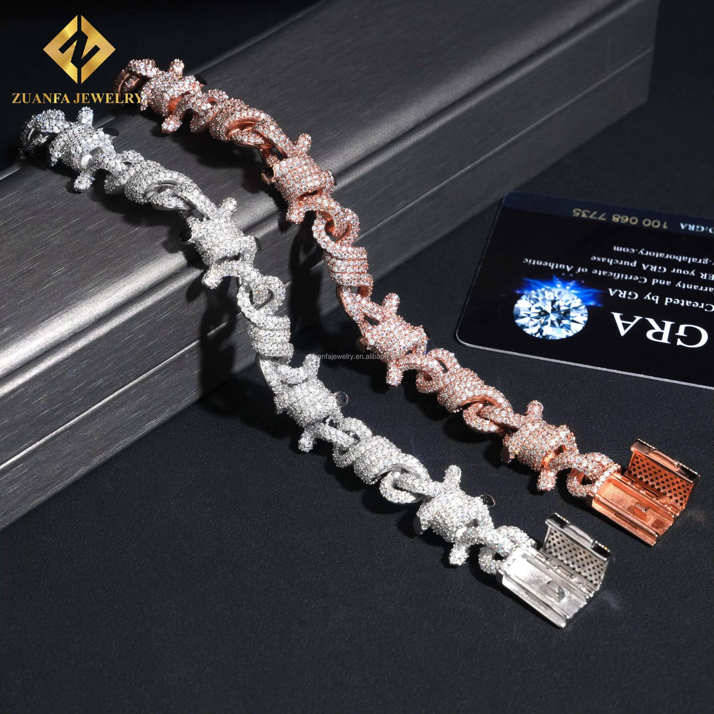 Fashion Man Luxury Hip Hop Luxury 925 Sterling Silver Iced Out Jewelry FL Moissanite Diamond Infinity Cuban Link Bracelet