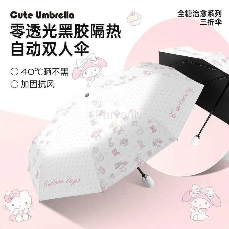 Sanrio Hot Sanrio Hello Kitty Cute Convenient Umbrella Kawaii Anime Cartoon Sunscreen Uv Protection Sunshine and Rain Dual Use Umbrella L251029