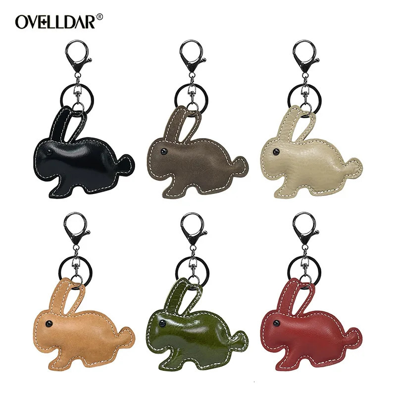 Cute Cow Leather Rabbit Key Ring Mini Men And Women Handbag Pendant Trendy Keychains Luggage Bag Parts Accessories 251013