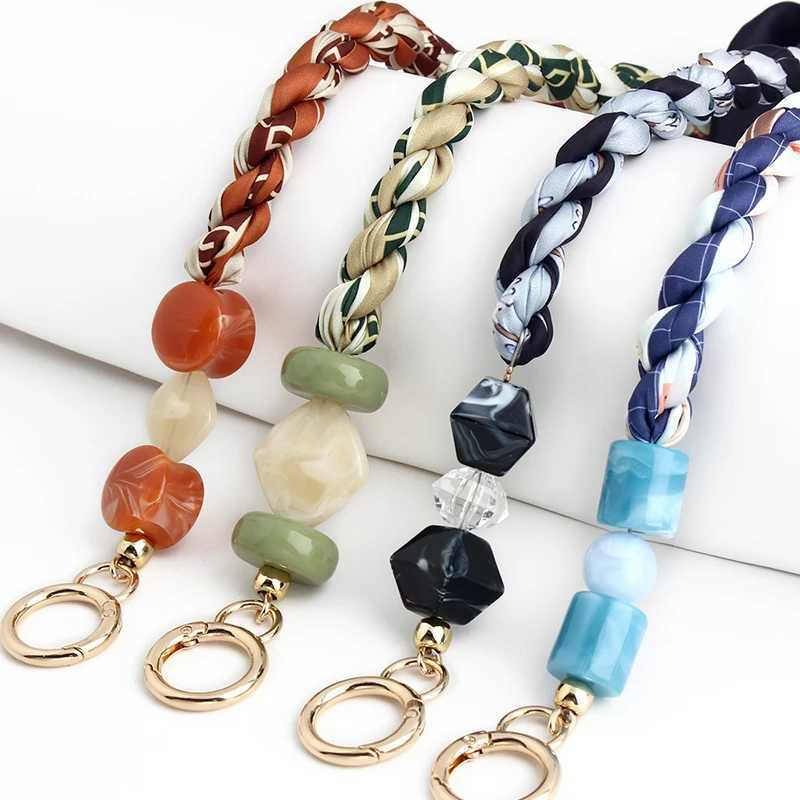 1PC 2144cm Bowknot Silk Scarf Strap Bag Short Extension Chain Braid Bag Mobile Phone Case Camera Beaded DIY Lanyard ChainW251029