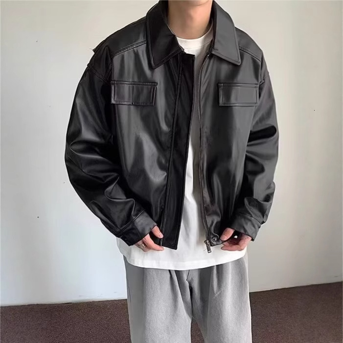 American Style Motorcycle Leather Jacket For Men Autumn New Designer Jacket Design Niche Loose Trendy Brand Versatile PU Leather Jacket
