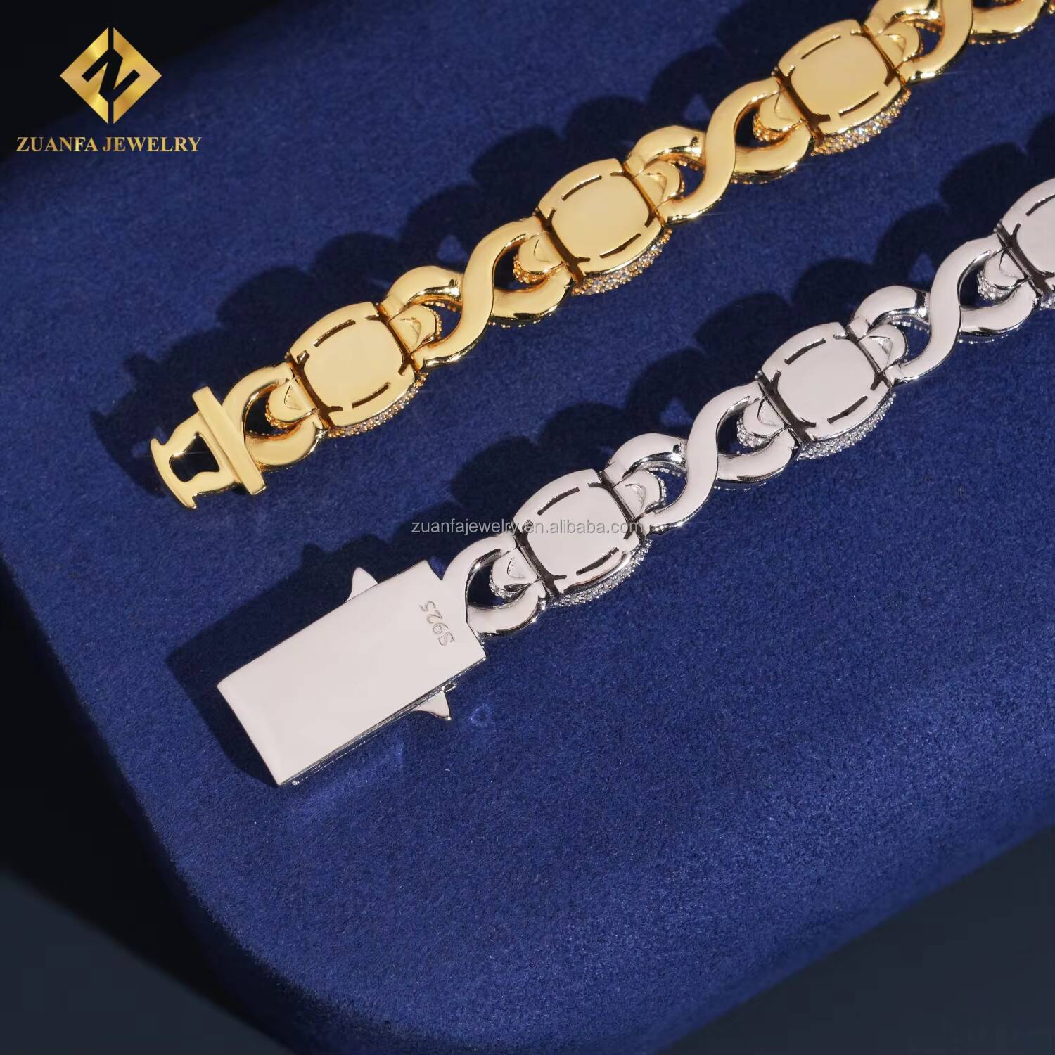Special Design Fashion Evil Eyes 12mm Iced Out Hip Hop Jewelry S925 Silver Vvs1 Moissanite Diamond Infinity Cuban Bracelet