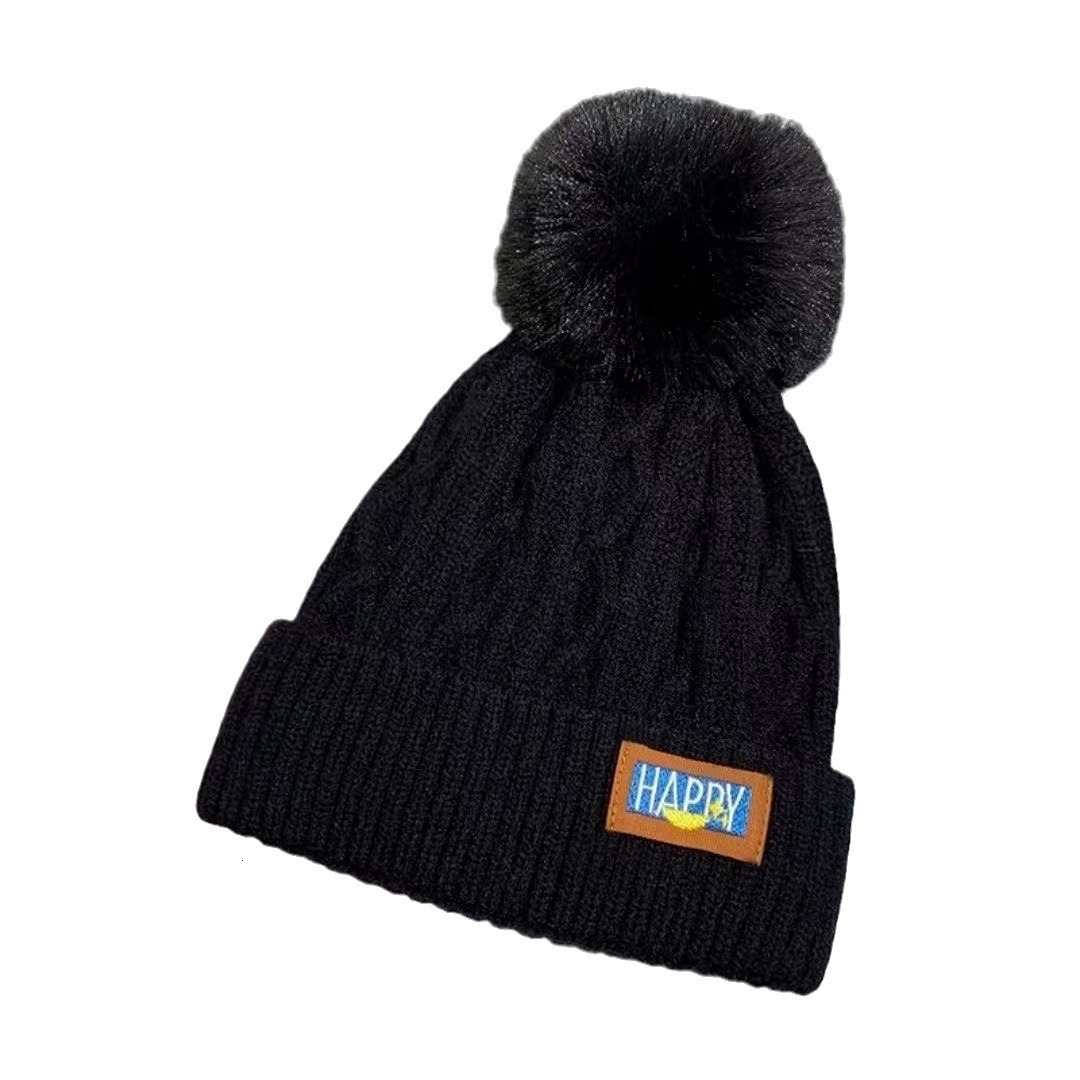 Women's Winter Fleece Lining, Warm Knitted with Pom-Pom, Korean Style Trendy Versatile Thickened Cold-Proof Hat
