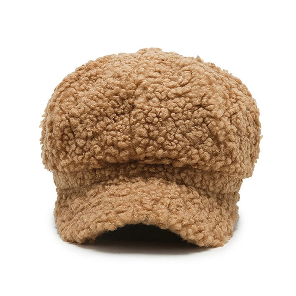 Womens Lamb Wool Berets Autumn and Winter Fashion Allmatch Hat Painter Octagonal Cap 251029