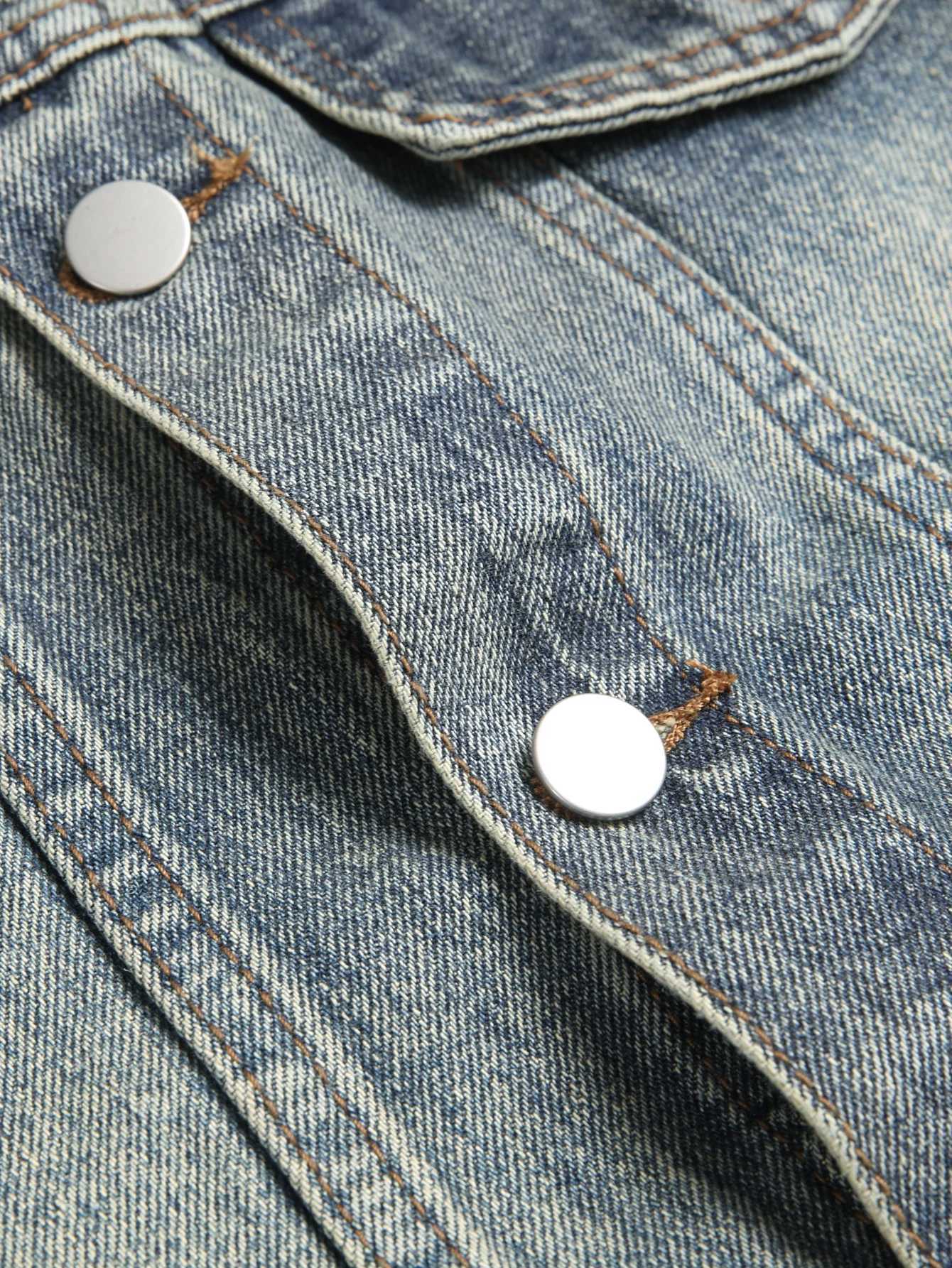 Mens SpringAutumn Denim Sleeveless Vest Fringed details Casual and trendy W251029