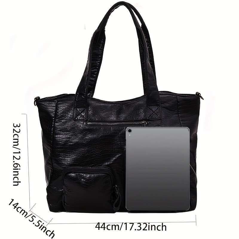 Black Crocodile Pattern For Women Capacity Multi Shoulder, Stylish Versatile For, Work, Shopping, Travel, And Everyday Use, Travel Modern
