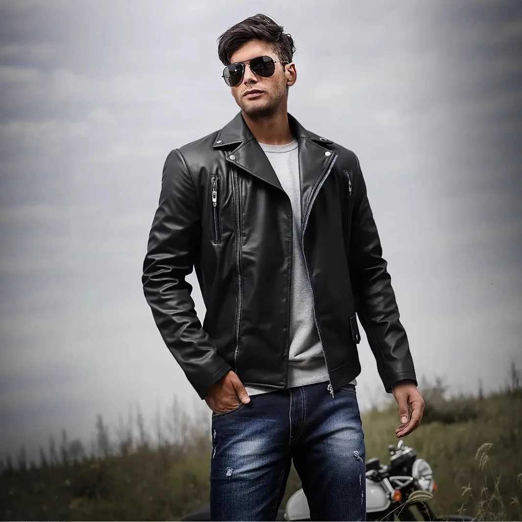 Cross border slim fit mens leather jacket casual jacket motorcycle suit American retro leather jacketT251029