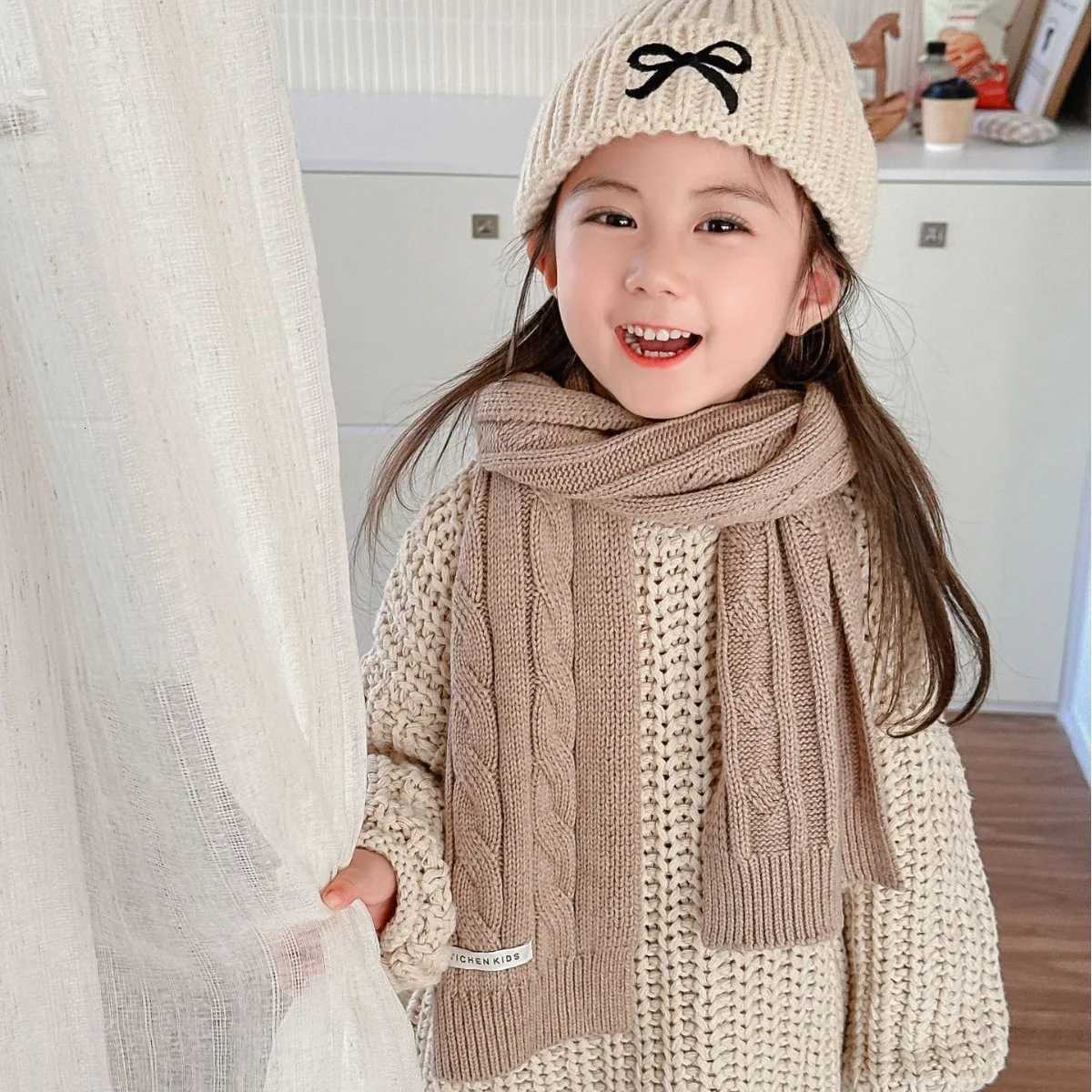 Embroidery Bow Children Woolen Hat Korean Kids Knitted Beanie Solid Color Crochet Bonnet 26year Baby Winter Warm Pullover Cap251028