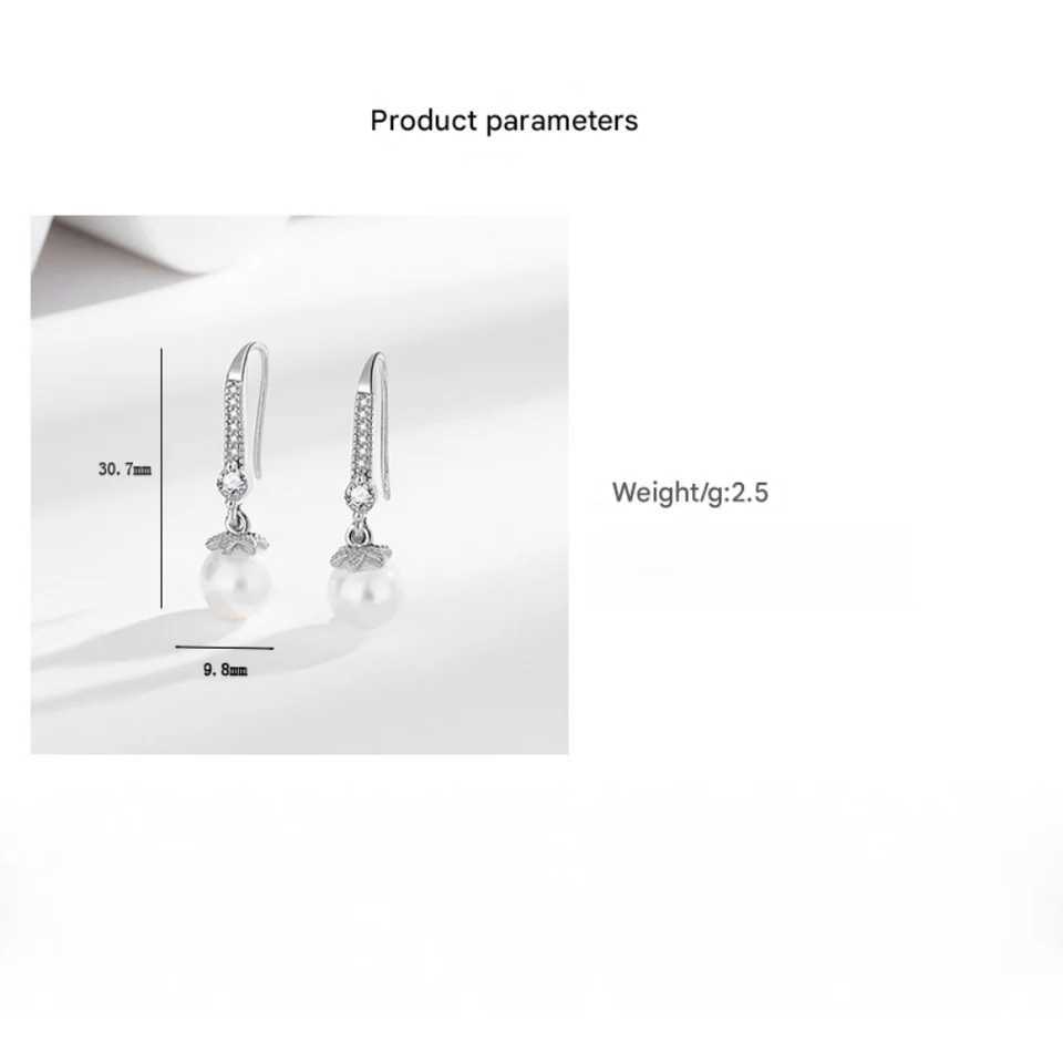 925 Sterling Silver Drop Earrings Inlaid With AAAAA Zircon Imitation Pearls Womens Earrings Party Wedding Jewelry AccessoriesW251029