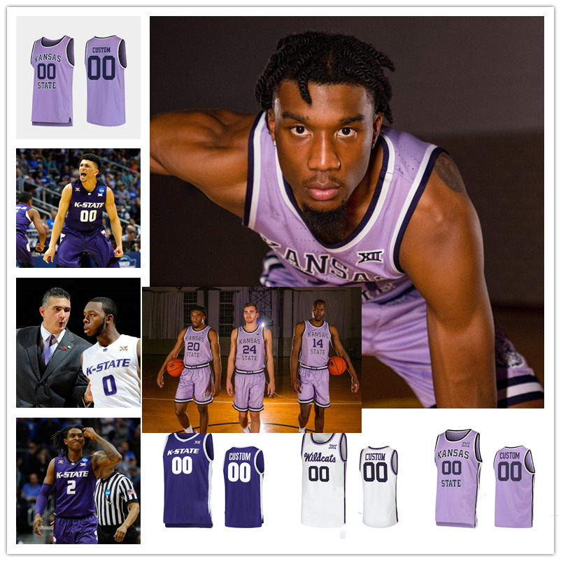 Custom Kansas State Wildcats Basketball Jersey 25 Ismael Massoud 33 Logan Landers 0 Mike McGuirl 20 Kaosi Ezeagu 14 Drew Honas 3 DaJuan Gordon 5 Rudi 