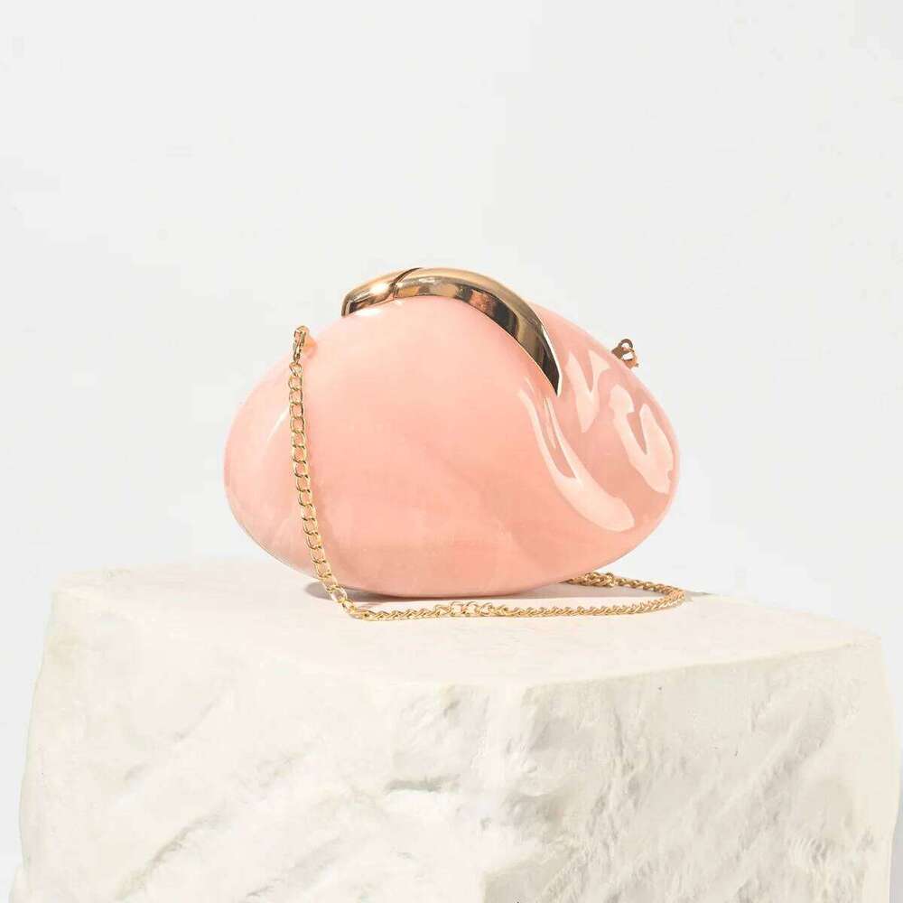 Designer Bags 2025 New Oval Acrylic Leaf Lock Dinner Fashion Wind Chain Shoulder Clutch Bag Luxury Bag
