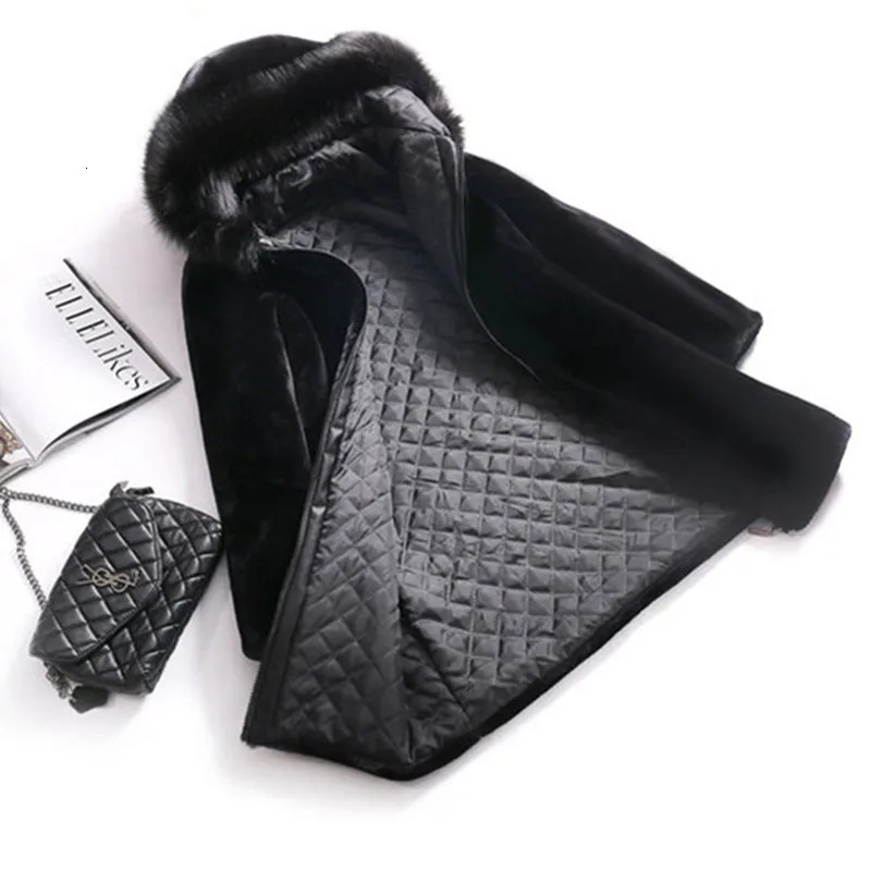 2025 Winter Faux Fur Jacket Black Hooded Parkas Coat Thicken Ladies Warm Long Overcoat 5XL Windproof Snow Outerwear Female 251029
