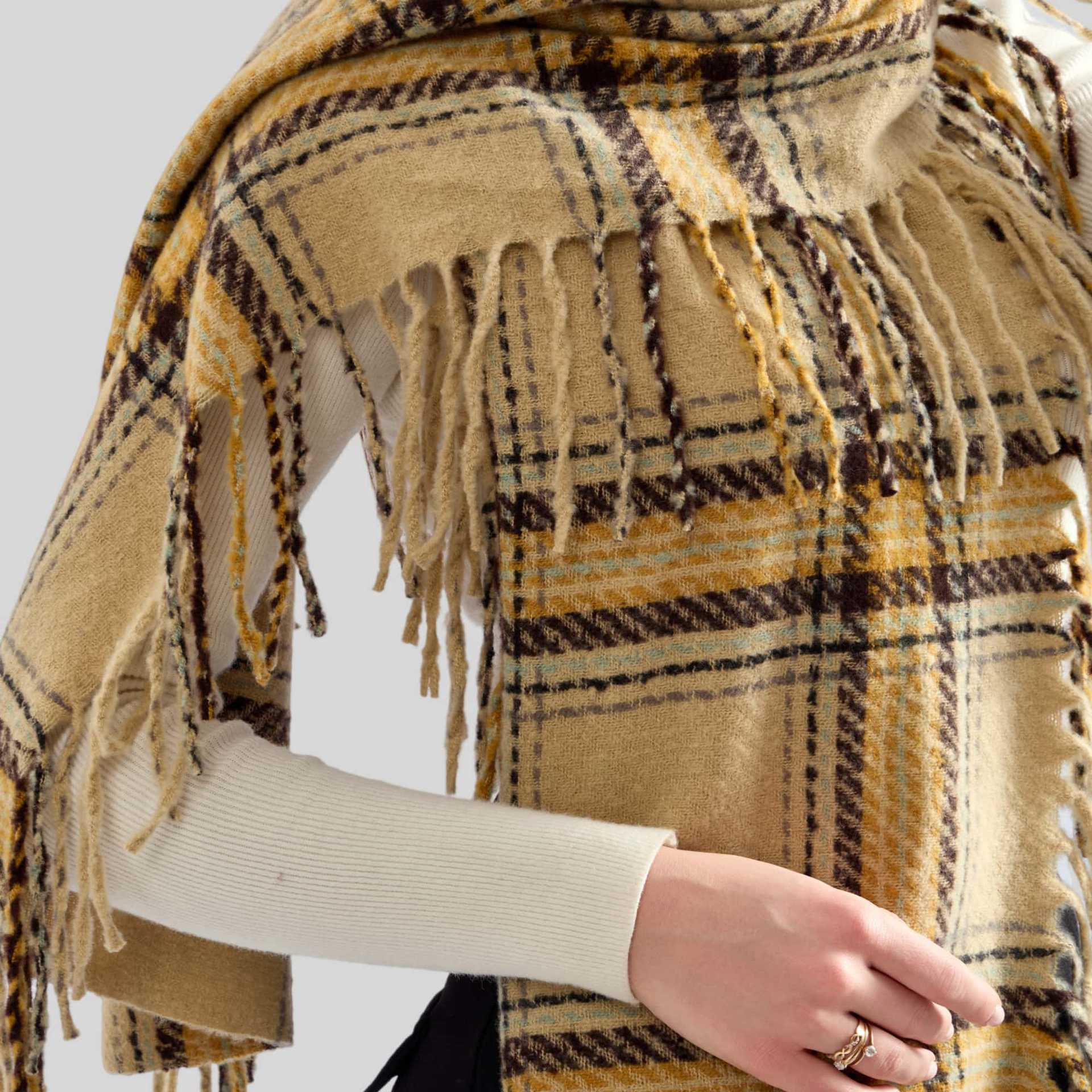 New Plaid Circle Scarf Female Imitation Cashwool Atmosphere Feeling All Kinds Of Tassel Scarf Casual Scarf 2025