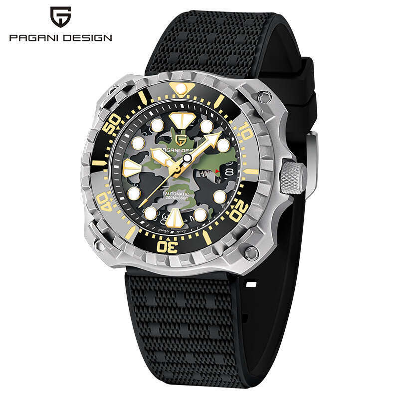Pagani Titanium Case Camouflage Men's Automatic Mechanical Watch Military Luminous Waterproof Calendar Square