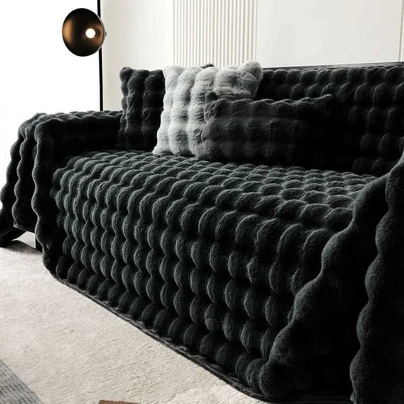 Luxury Imitation Rabbit Plush Sofa Towel Winter Warm Fluffy Throw Blanket Super Soft Smooth Thicken Velvet Sofa Cover C251028