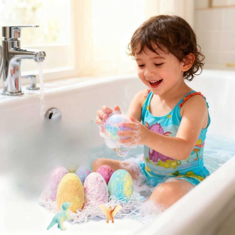 Dino Egg Spa Surprise Bath Bombs for Kids Gentle Exfoliation Deep Moisture Skin Nourishment w Random Dino ToyHandmade L251029