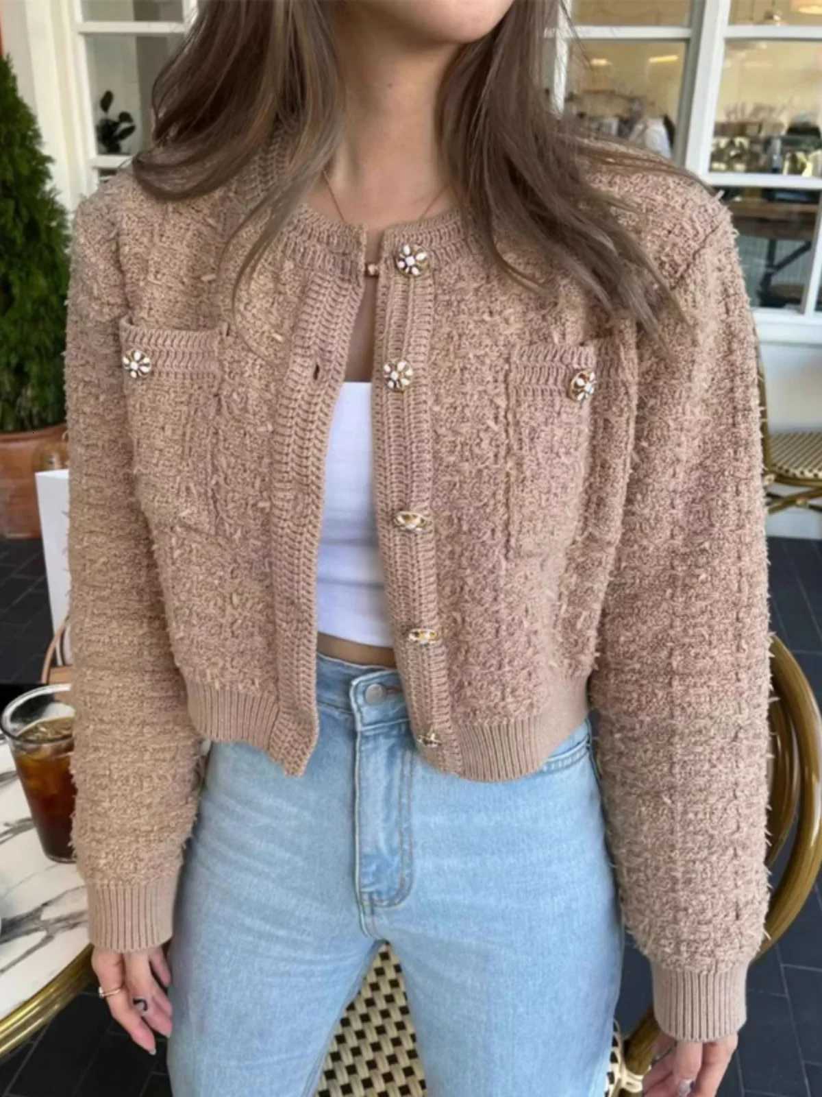 Autumn Winter Casual Cardigan Sweater Women Knitted Coats Fashion Female Long Sleeve Knit Jacket Knitwear Crop Tops CardigansT251028