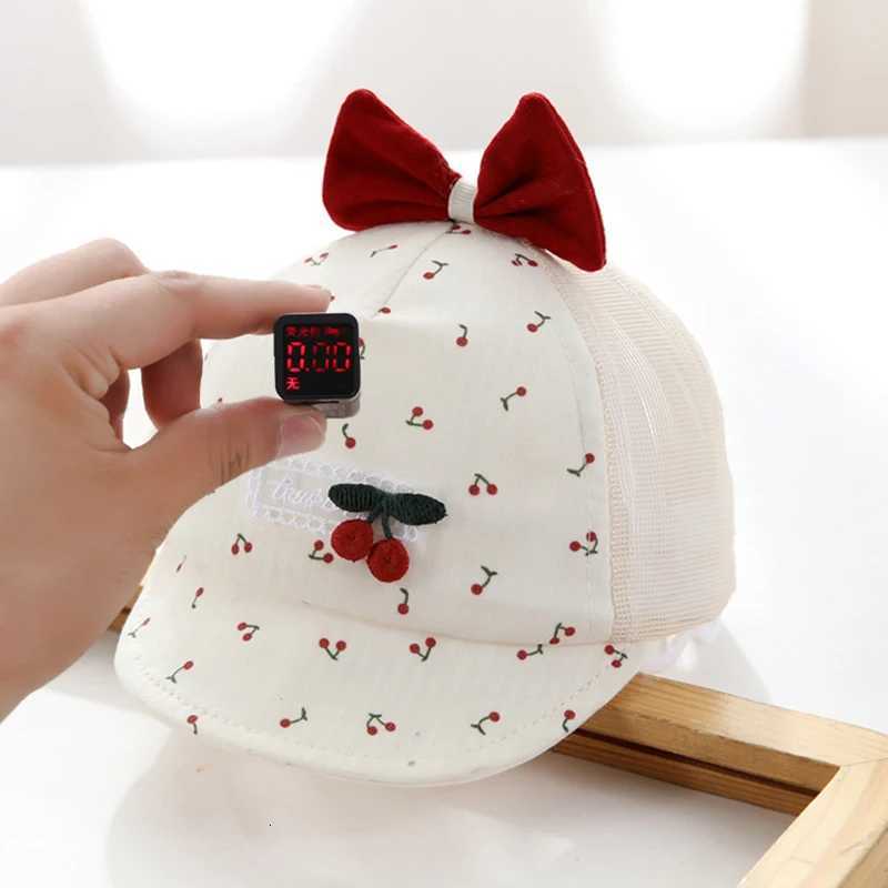 Red Bow Girls Mesh Duck Tongue Hat 06Month Baby Sun Hats Summer Children Sunscreen Visors Cute Cartoon Infants Net Peaked Cap251028