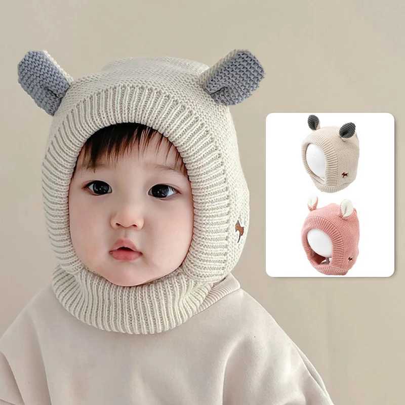 Baby Ear Protection Hat Cute Cartoon Toddler Hooded Beanies 636Month Boy Girl Winter Warm Headgear Knit Hats Kids Pullover Cap251028
