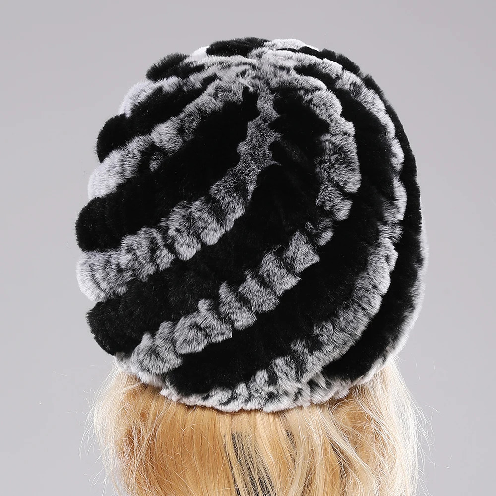 Women Winter Warm Real Rex Rabbit Fur Hat Snow Cap Winter Hats for Women Girls Real Fur Knit Skullies Beanies Natural Fluffy Hat 251029