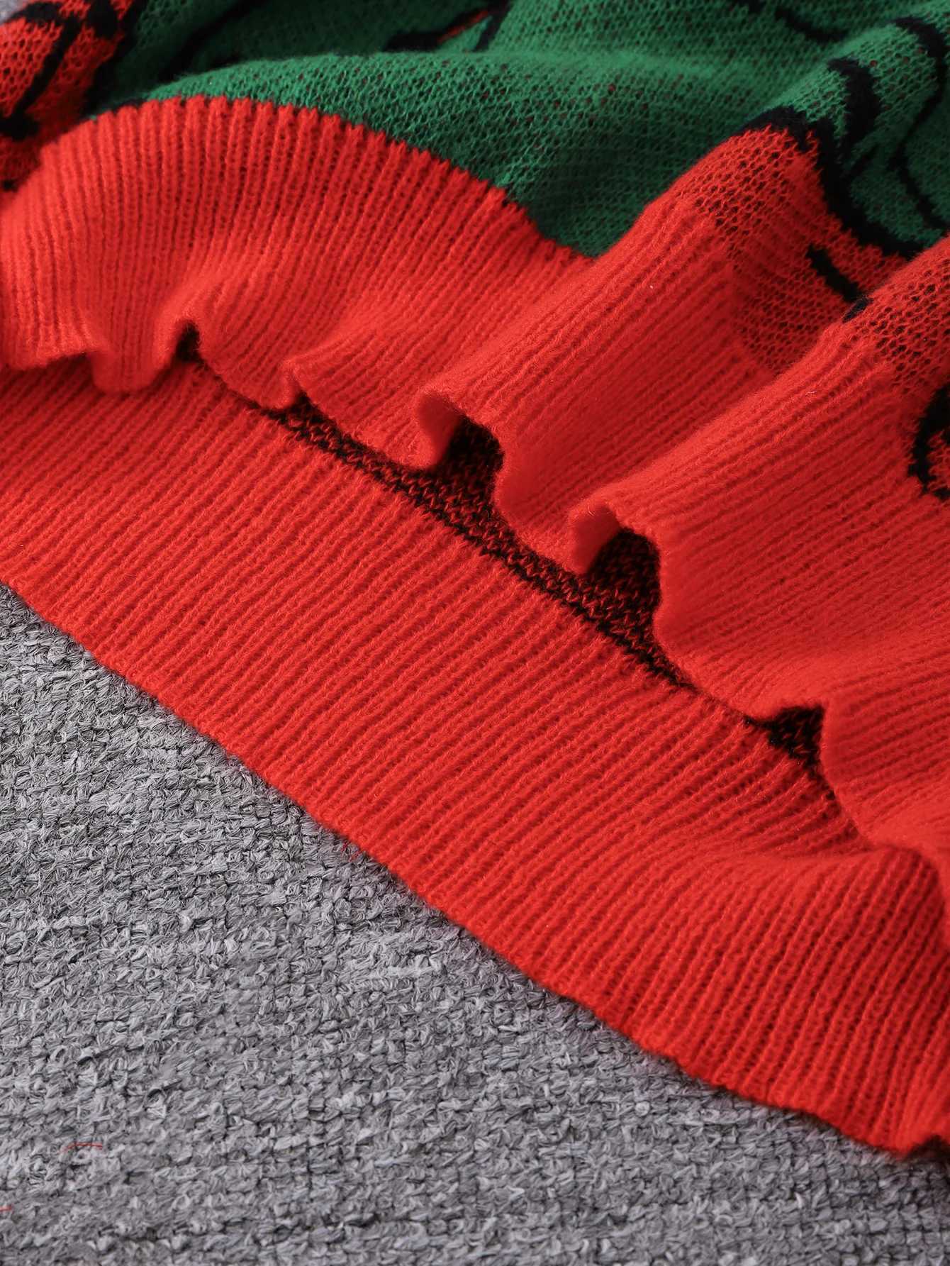 New Cartoon Crocodile Cute Pullover Sweater Casual Round Neck Contrast Color Knitted Mens Pullover J251029