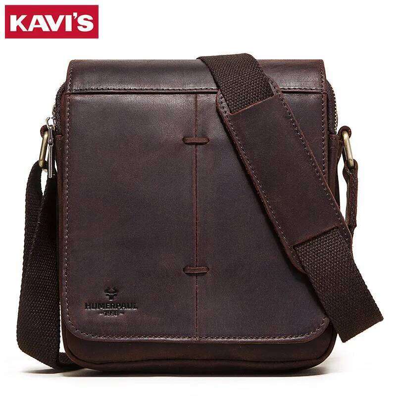 Fashion Crazy Horse Leather Men's Messenger Flap Large Capacity Crossbody Top Quality Shoulder Sling Bag Tote