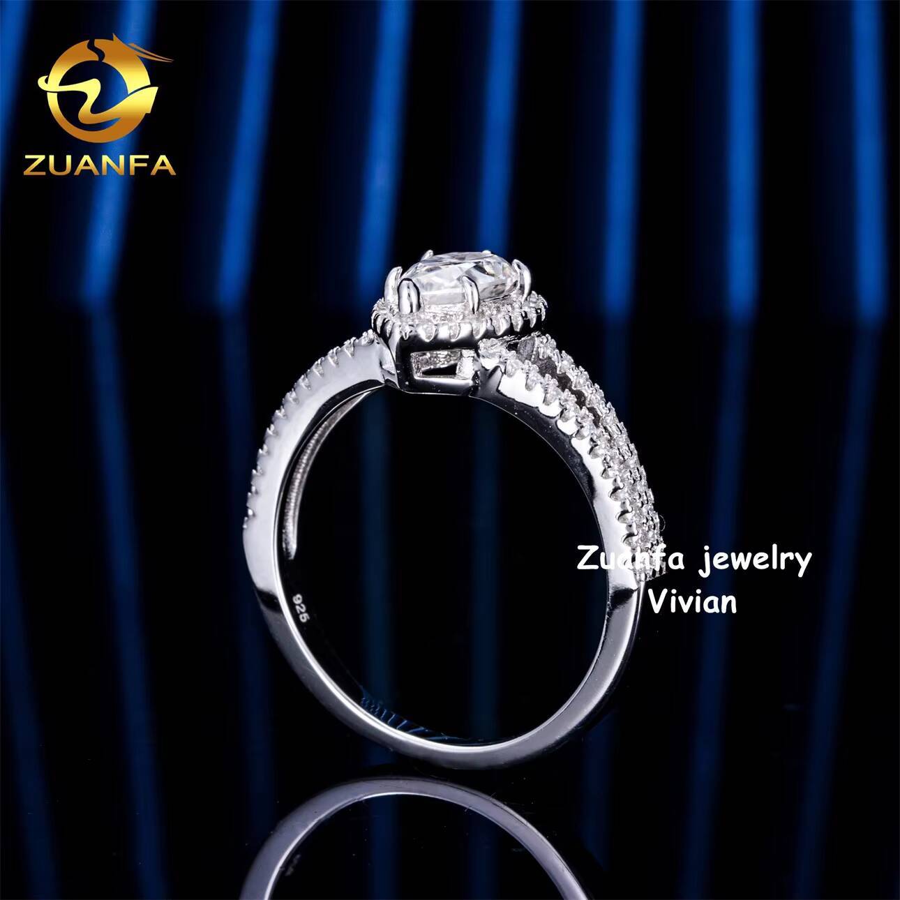 GRA Certificated VVS Moissanite Diamond Pass Diamond Tester Iced Out Fashion Sterling Silver 925 Women Wedding Rings