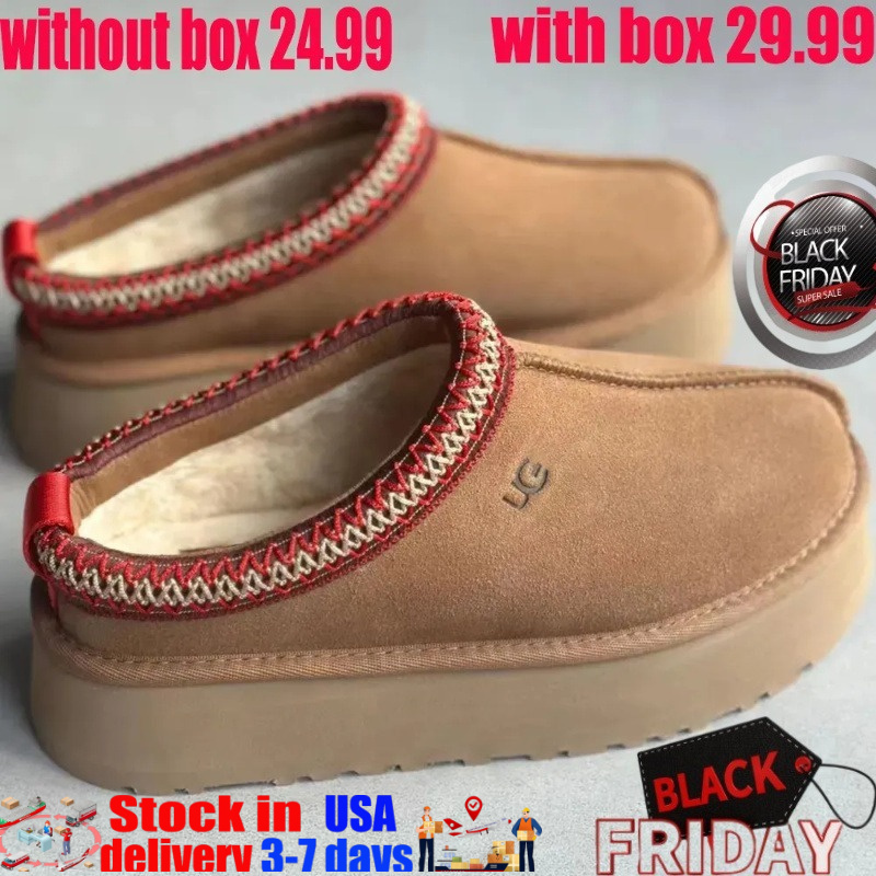 Tazz Slippers Tasman with BOX Slippers Mustard Seed Chestnut Fur slides Sheepskin Classic Ultra Mini Platform Boots Winter Women's Flat Shoes sslippers tasman