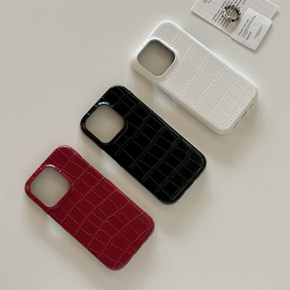 Niche Crocodile Leather Solid Color Phone Compatible with iPhone 17/16/15/14 Pro Max Material Case Apple 13