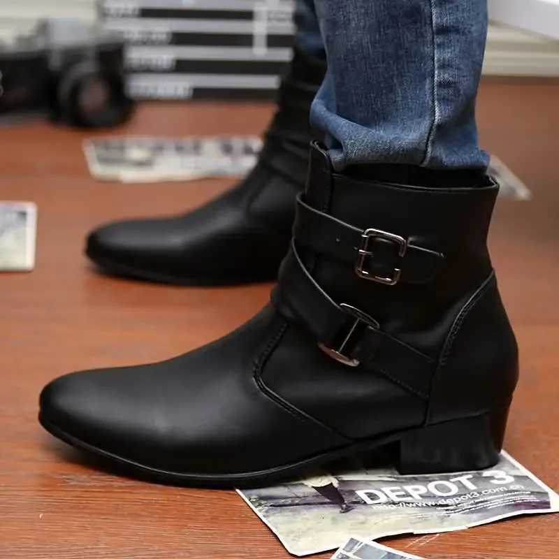Mens Leather Boots Fashion Designer Pointed Toe Chelsea Boots Business Casual Boots for Men Motorcycle Ankle Boot Botas Hombre Z251029