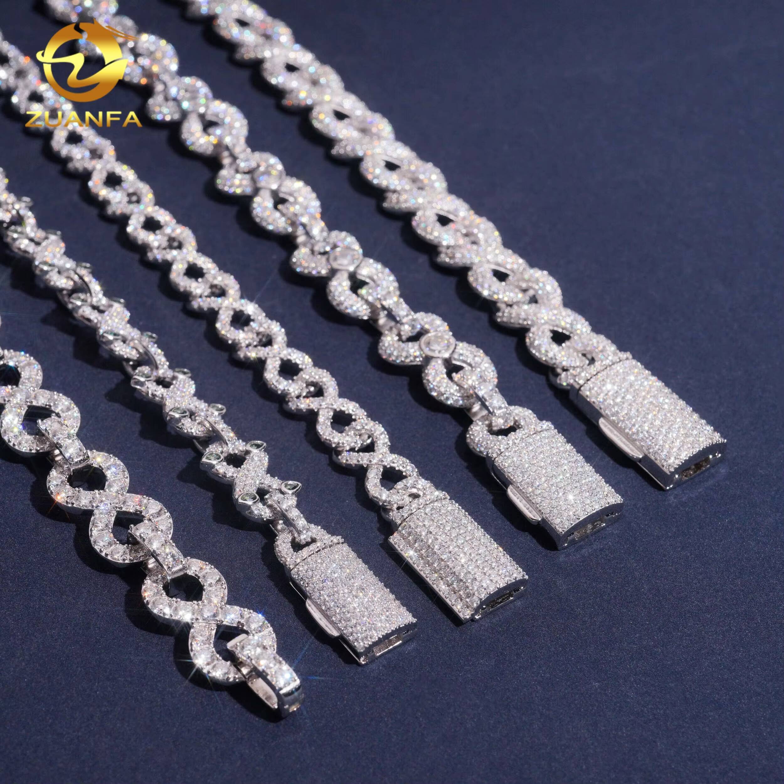 Infinity Cuban Bracelet Pass Diamond Test VVS Moissanite 925 Sterling Silver Gold Plated Iced Out Hip Hop Linked Men Bracelet