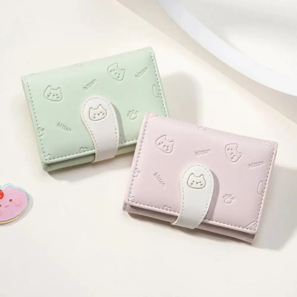 Kitten Print Wallet 5 Color Money Bags Short Cute Small Purse Womens Student Card Holder ID Bag Card Holder Coin Purse 251029