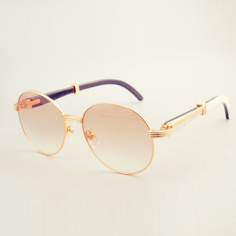 new free shipping hot sale round frame sunglasses 19900692 sunglasses, retro fashion sun visor, natural mixed horns mirror legs sunglas