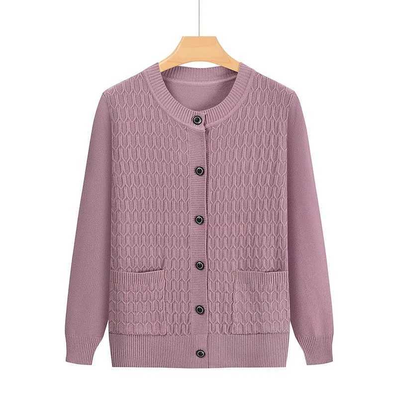 Fashion Grandma Knitted Cardigan Autumn Winter New Womens Sweater Top Middle Aged Mother Knitwears Coat T251028