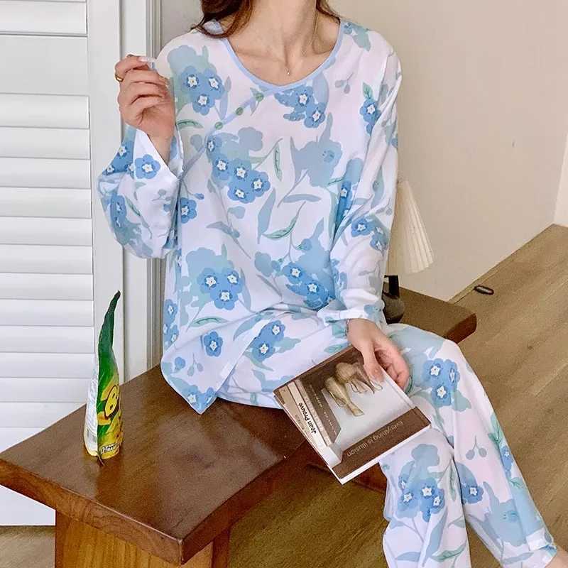 Fashion Pajamas For Women Spring Fall Cotton Home Clothes Chinese Style Twopiece Set Long Sleeve Pant Pyjamas Femme SuitT251029