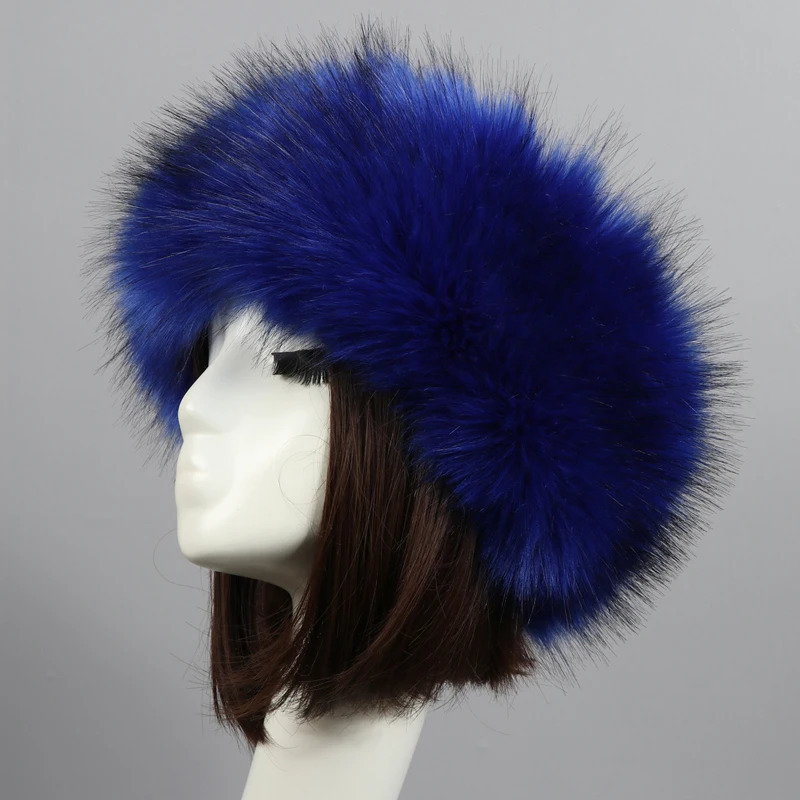 Winter Fluffy Faux Fur Hat Women Soft Keep Warm Plush Empty Top Caps Hairband Outdoor Windproof Skiing Ear Warmer Russian Hats 251029