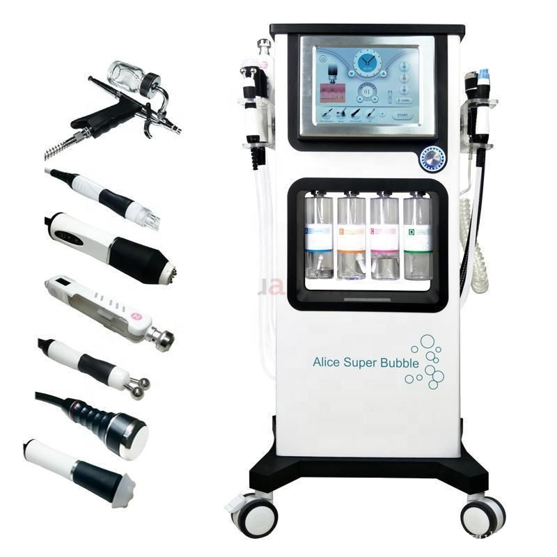 Professional 7 In 1 Ultrasonic RF BIO Hydro Dermabrasion Facial Oxygen Jet Hydra Alice Super Bubble Peel Oxygen Spa Hydra Microdermabrasion Diamond Fa