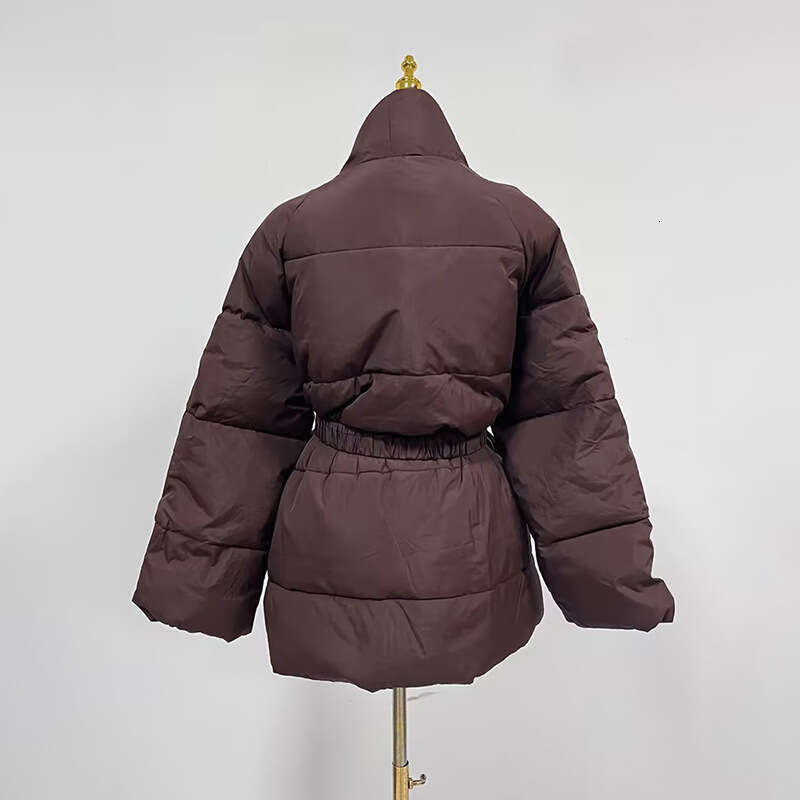 Cotton Padded Coat With Belt Long Sleeves Big Size Solid Warm Jacket 2024 Winter New Female Fashion Streetwear