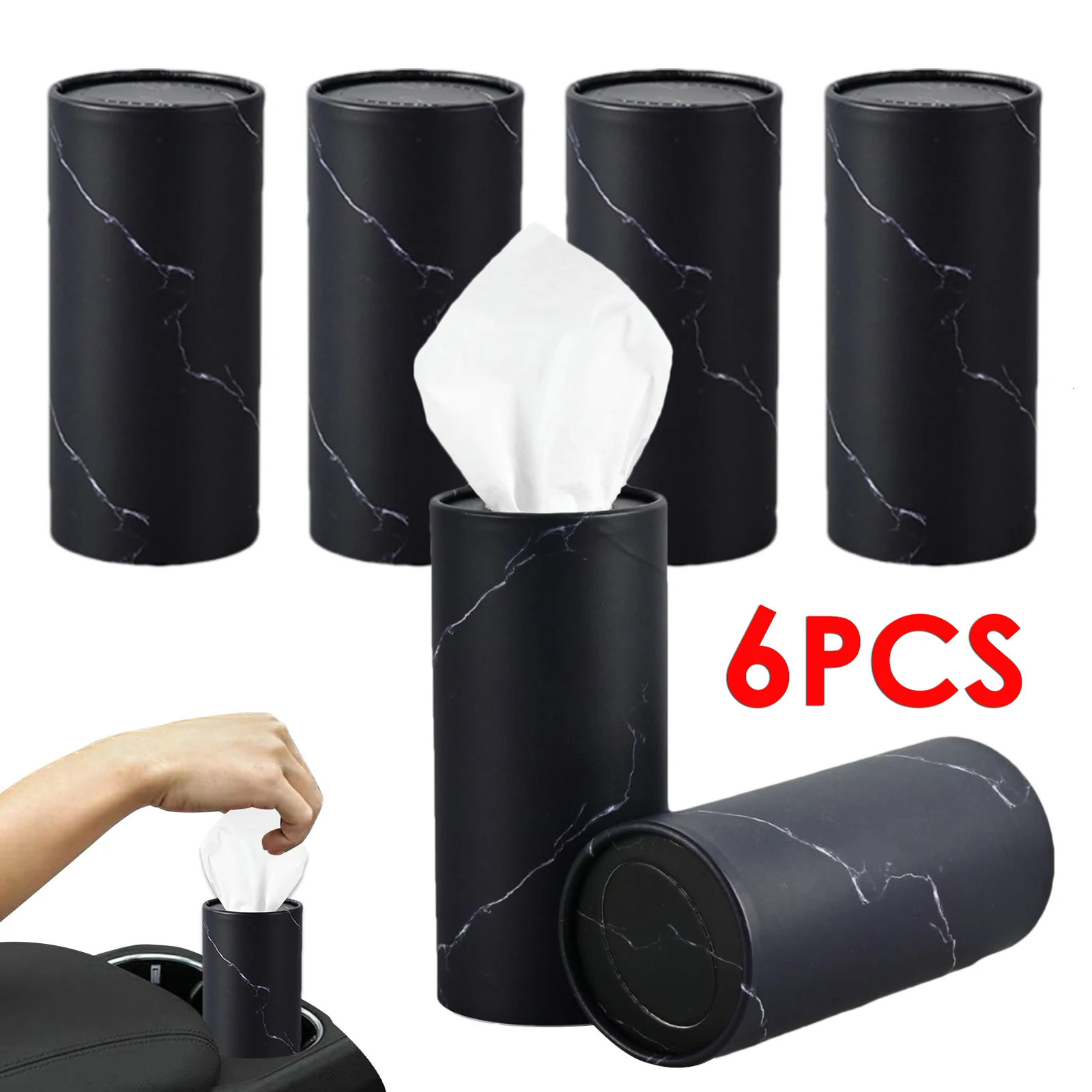 Round Tissue Boxes For Car Automotive Cup Holder Tissue Holder 6 Canisters300 Tissues Car Tissues Cylinder Tissue Holder 251029